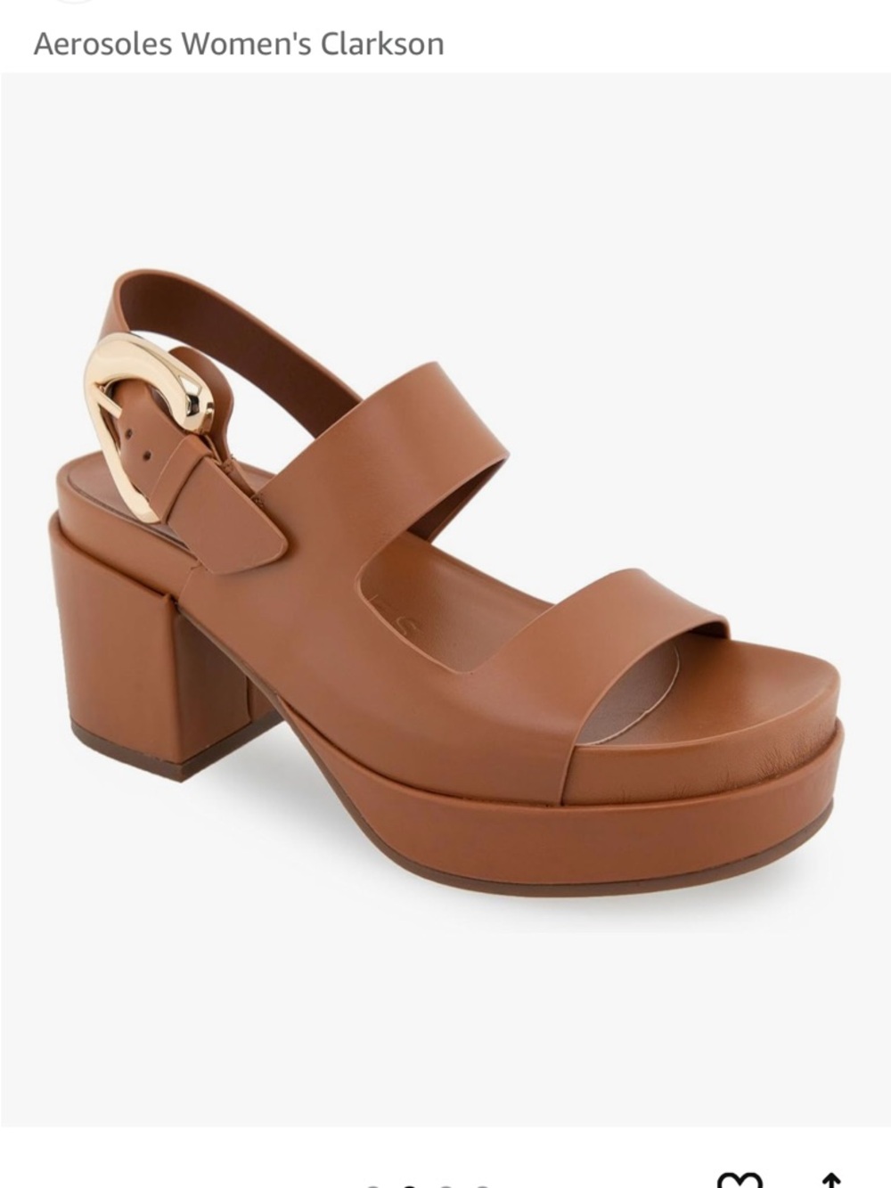 NIB AEROSOLES Clarkson Brown Leather Platform Sandal - Picture 2 of 5